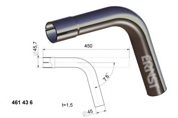 ERNST 461436 Exhaust Pipe, universal